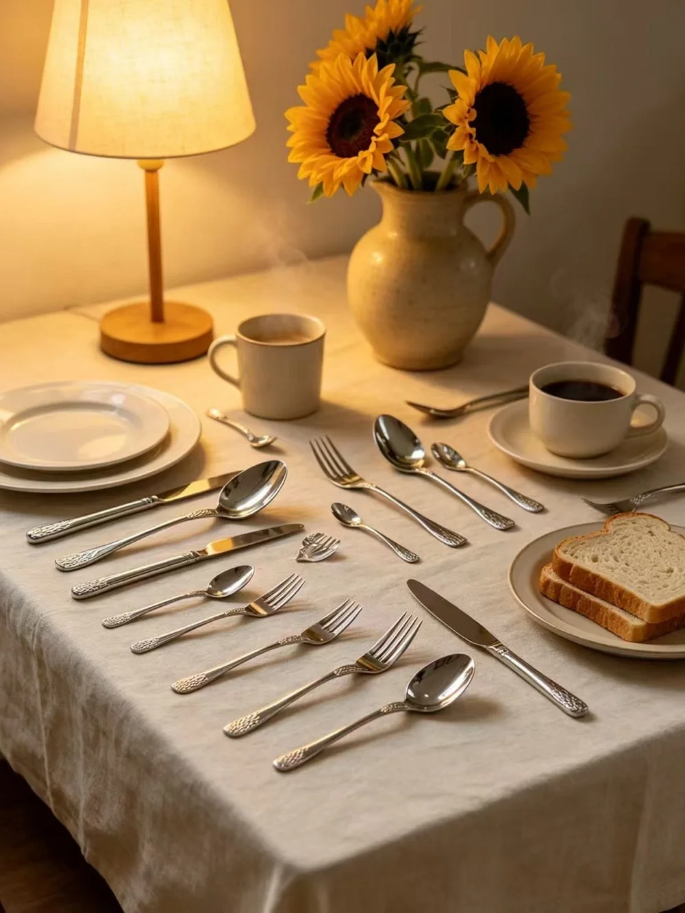 Polished Stainless Flatware Set in Silver - Classic Dining Collection 72 Piece